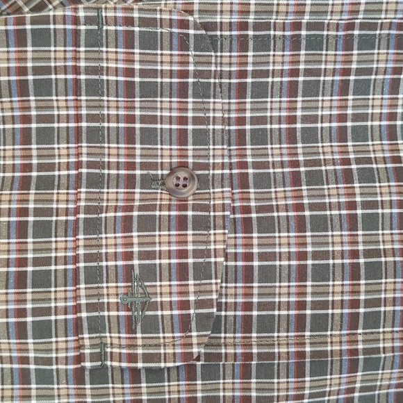 Dockers Plaid Long Sleeve Button Down Shirt LARGE Green Tan - Picture 9 of 16